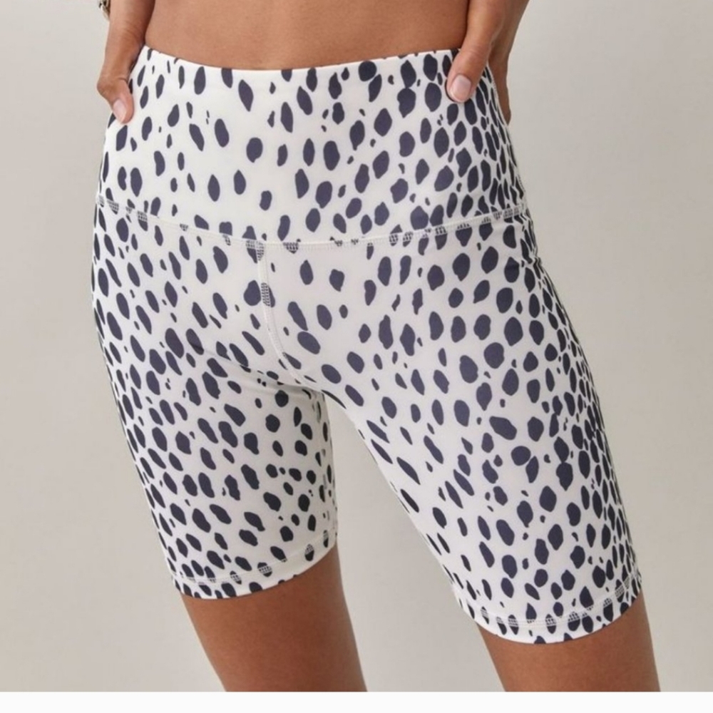 Reformation Eco Move Animal Print Biker Shorts Black White Size x small